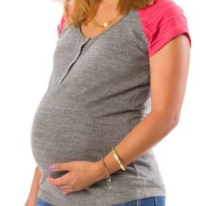 Lab40 gray and pink maternity nursing top